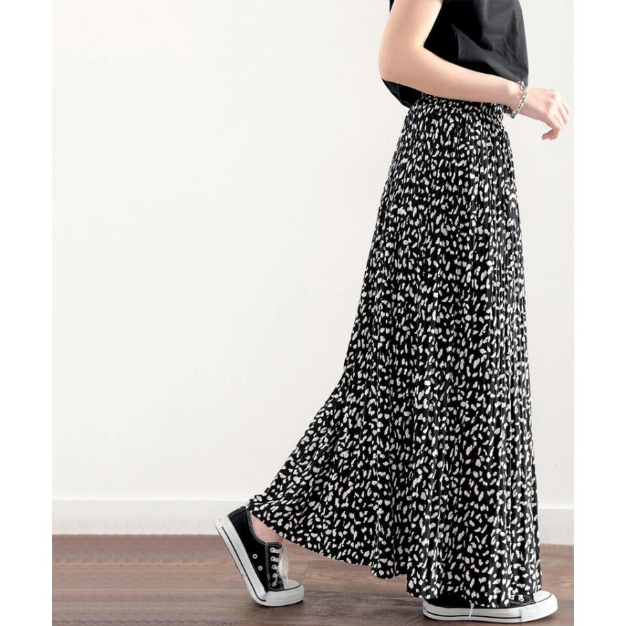 レディース 大きいサイズ ボトムス スカート マキシ丈 ロング ギャザー プリーツ ウエスト総ゴム 楽チン ポリエステルローン生地 裏地あり 薄手 軽い | classicalelf | 14