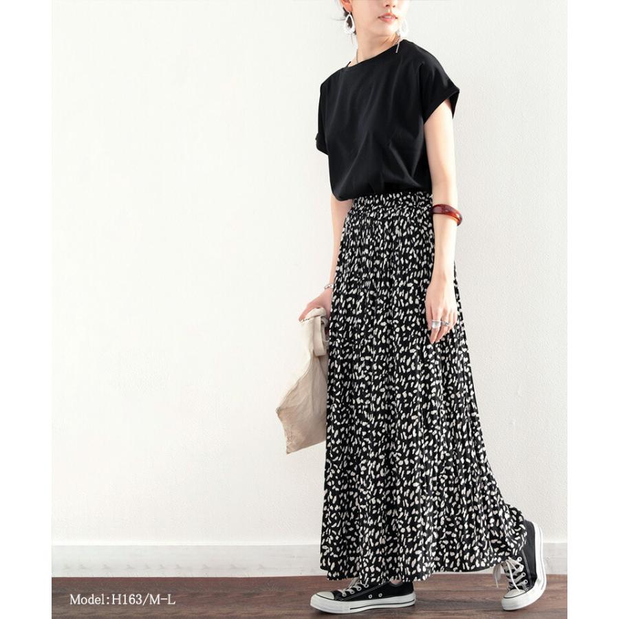 レディース 大きいサイズ ボトムス スカート マキシ丈 ロング ギャザー プリーツ ウエスト総ゴム 楽チン ポリエステルローン生地 裏地あり 薄手 軽い | classicalelf | 15