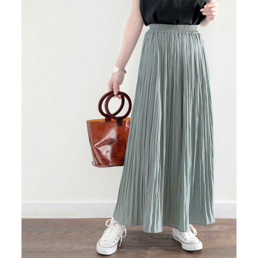 レディース 大きいサイズ ボトムス スカート マキシ丈 ロング ギャザー プリーツ ウエスト総ゴム 楽チン ポリエステルローン生地 裏地あり 薄手 軽い | classicalelf | 03