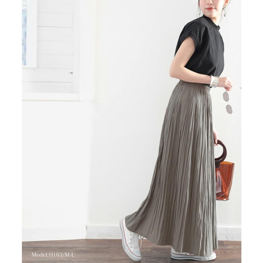 レディース 大きいサイズ ボトムス スカート マキシ丈 ロング ギャザー プリーツ ウエスト総ゴム 楽チン ポリエステルローン生地 裏地あり 薄手 軽い | classicalelf | 08