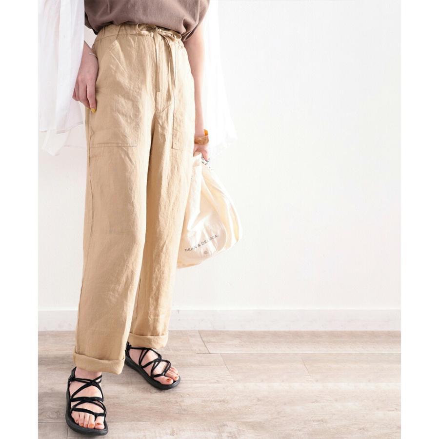 メール便  レディース 大きいサイズ 小さいサイズ ボトムス パンツ カーゴパンツ イージーパンツ 麻100％ ストレート ゆったり ハイウエスト ドロスト | classicalelf | 11