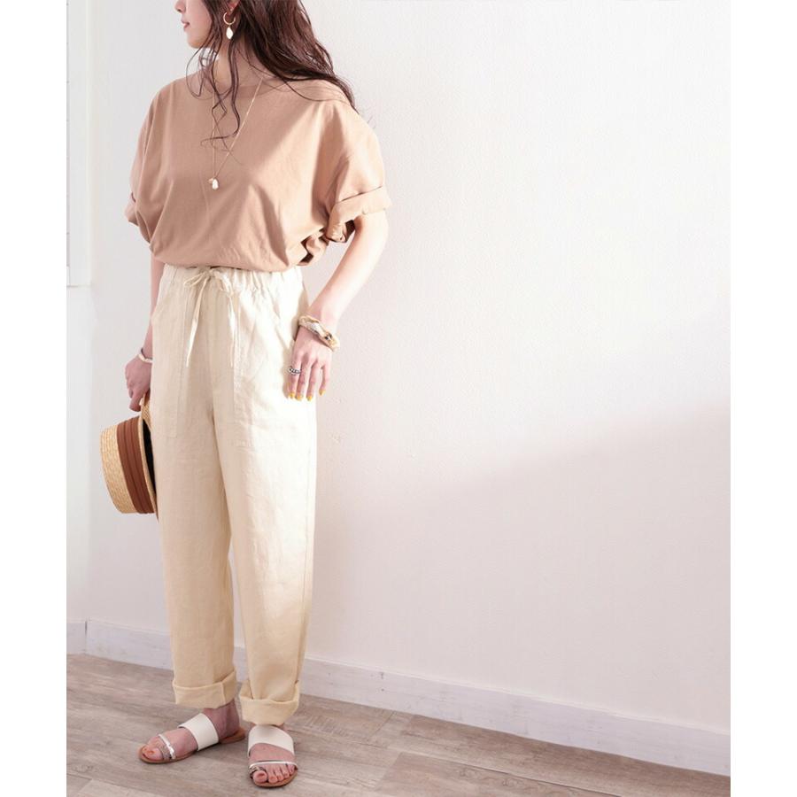 メール便  レディース 大きいサイズ 小さいサイズ ボトムス パンツ カーゴパンツ イージーパンツ 麻100％ ストレート ゆったり ハイウエスト ドロスト | classicalelf | 06