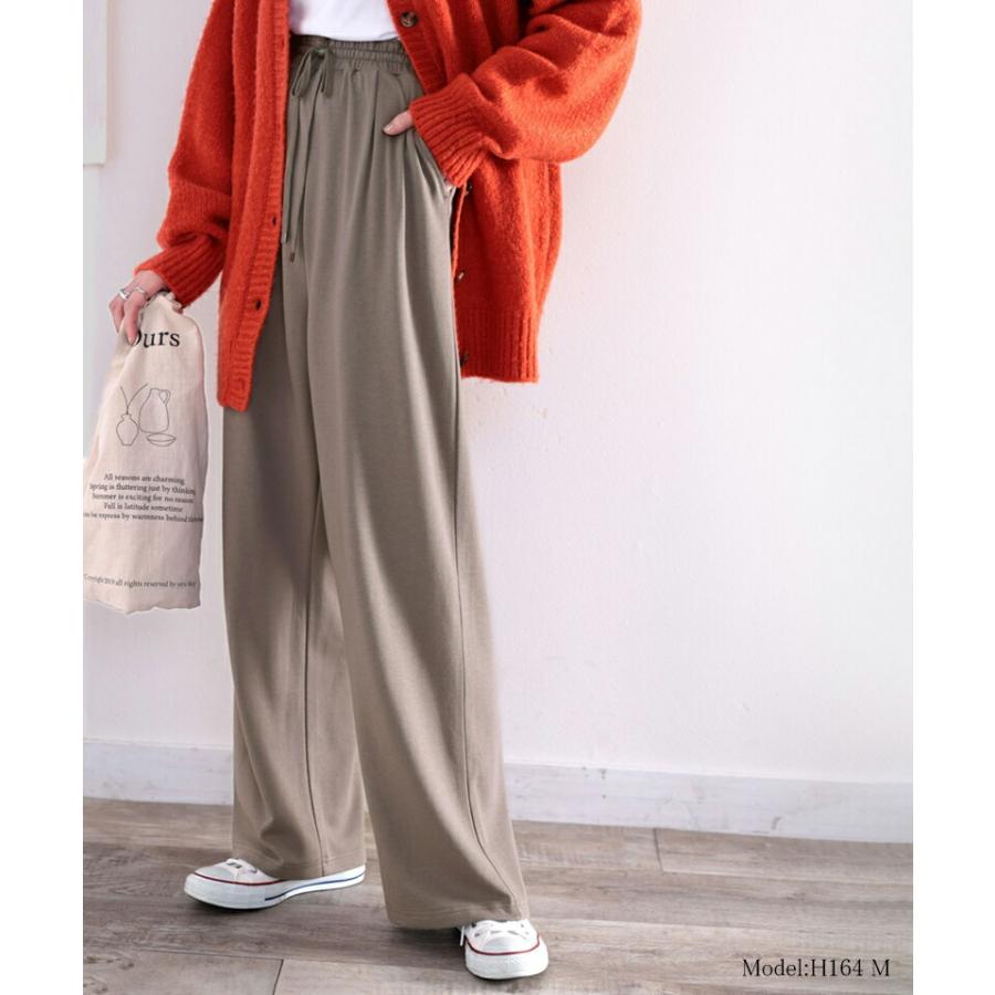 【sustaina+】レディース ボトムス パンツ 暖か 吸湿発熱 オーガニック コットン イージー フレア パンツ 大きいサイズ ゴム ゆったり 秋 冬 S M L XL | classicalelf | 14