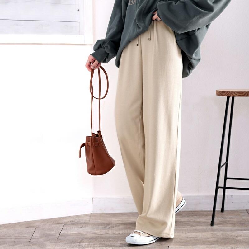 【sustaina+】レディース ボトムス パンツ 暖か 吸湿発熱 オーガニック コットン イージー フレア パンツ 大きいサイズ ゴム ゆったり 秋 冬 S M L XL | classicalelf | 19