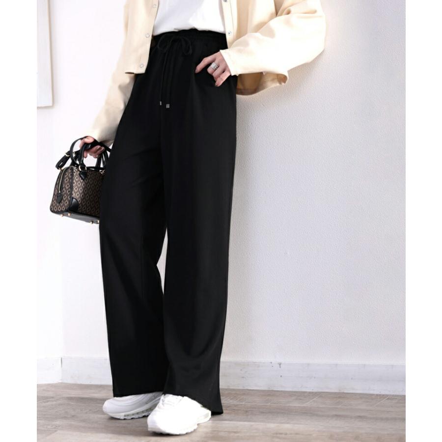 【sustaina+】レディース ボトムス パンツ 暖か 吸湿発熱 オーガニック コットン イージー フレア パンツ 大きいサイズ ゴム ゆったり 秋 冬 S M L XL | classicalelf | 07