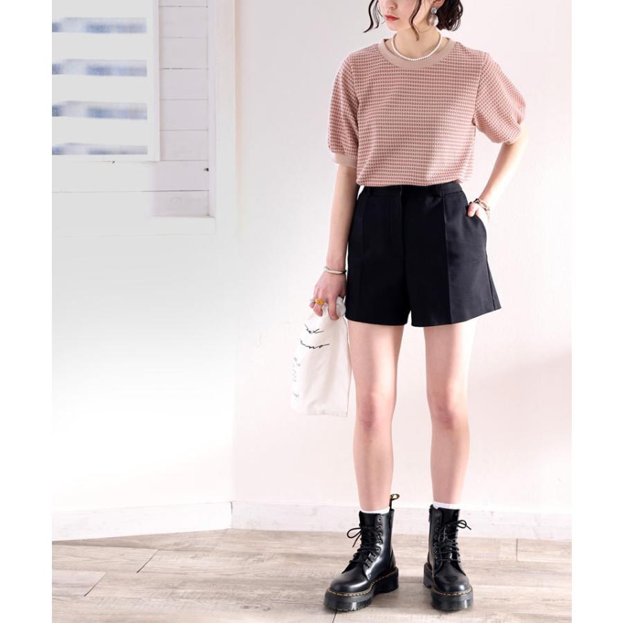 メール便  レディース 大きいサイズ トップス ニット ニットソー プルオーバー ジャガード Uネック 半袖 パフスリーブ レトロ ハニカム柄 幾何学柄 配 | classicalelf | 07