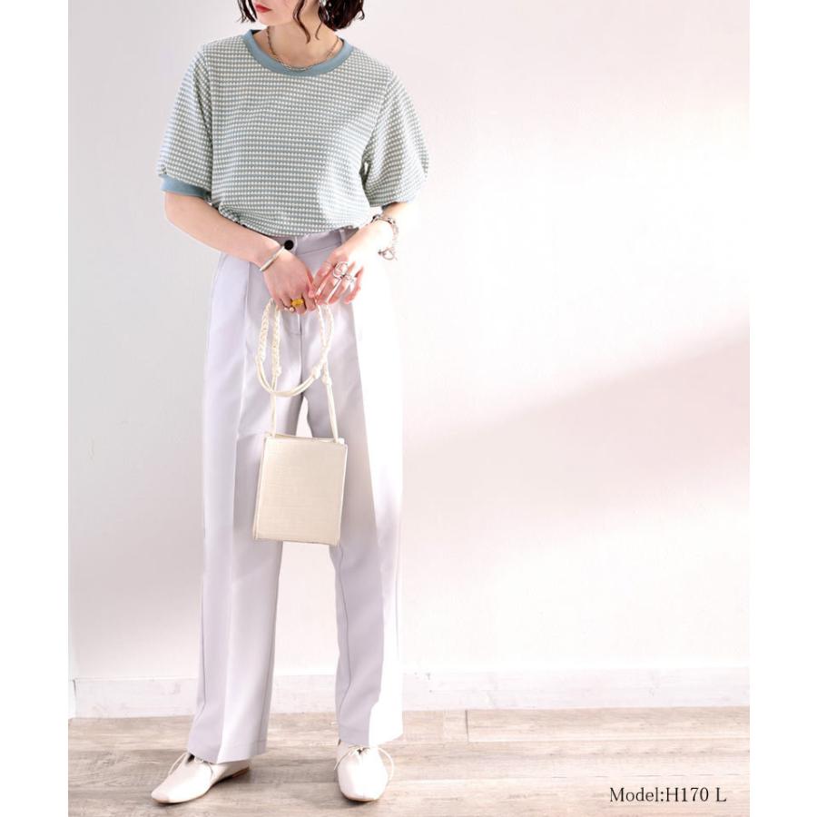 メール便  レディース 大きいサイズ トップス ニット ニットソー プルオーバー ジャガード Uネック 半袖 パフスリーブ レトロ ハニカム柄 幾何学柄 配 | classicalelf | 08