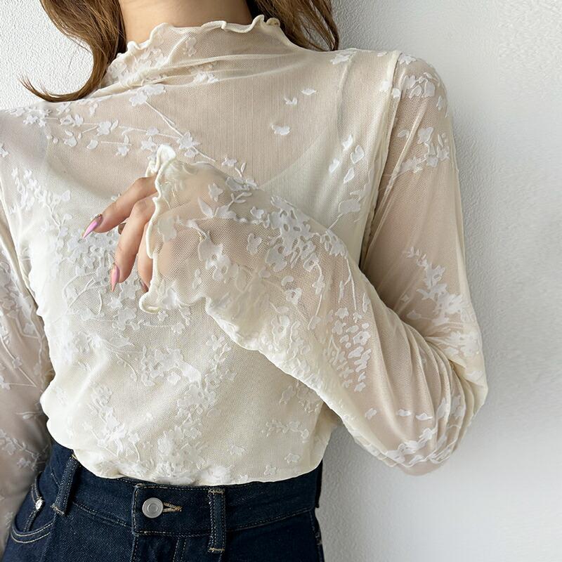 tシャツ 「洗える」クルーネックフロッキープリントプルオーバー レディース 洗える】クルーネックフロッキープリントプルオーバー（Tシャツ