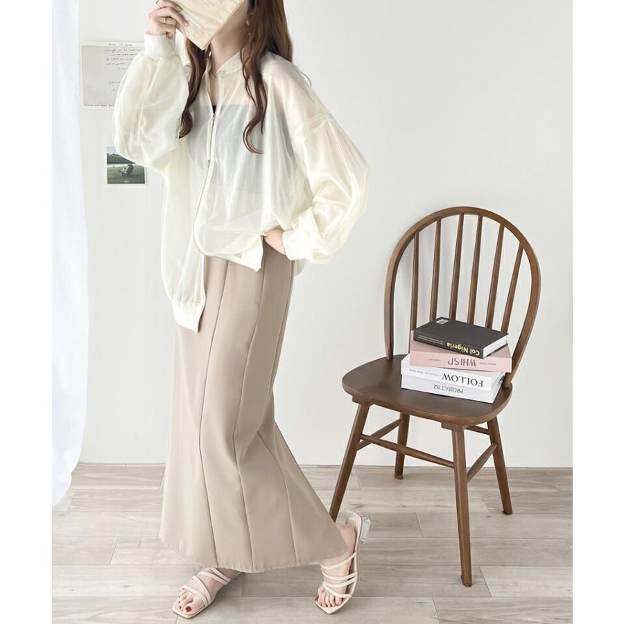 アウター ジャケット レディース チュール×シフォン レイヤード ダブル ファスナー シアー ブルゾン バルーンスリーブ 羽織り レイヤードコーデ | classicalelf | 11