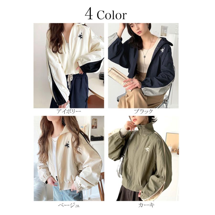 トップス ジャケット レディース アウター ナイロン素材 スポーティ メンズライク 袖配色 リブハイネック レイヤードスタイル 袖ファスナー | classicalelf | 01