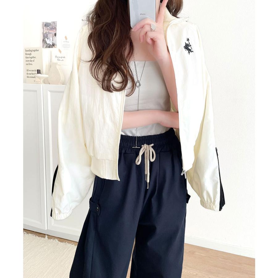 トップス ジャケット レディース アウター ナイロン素材 スポーティ メンズライク 袖配色 リブハイネック レイヤードスタイル 袖ファスナー | classicalelf | 04