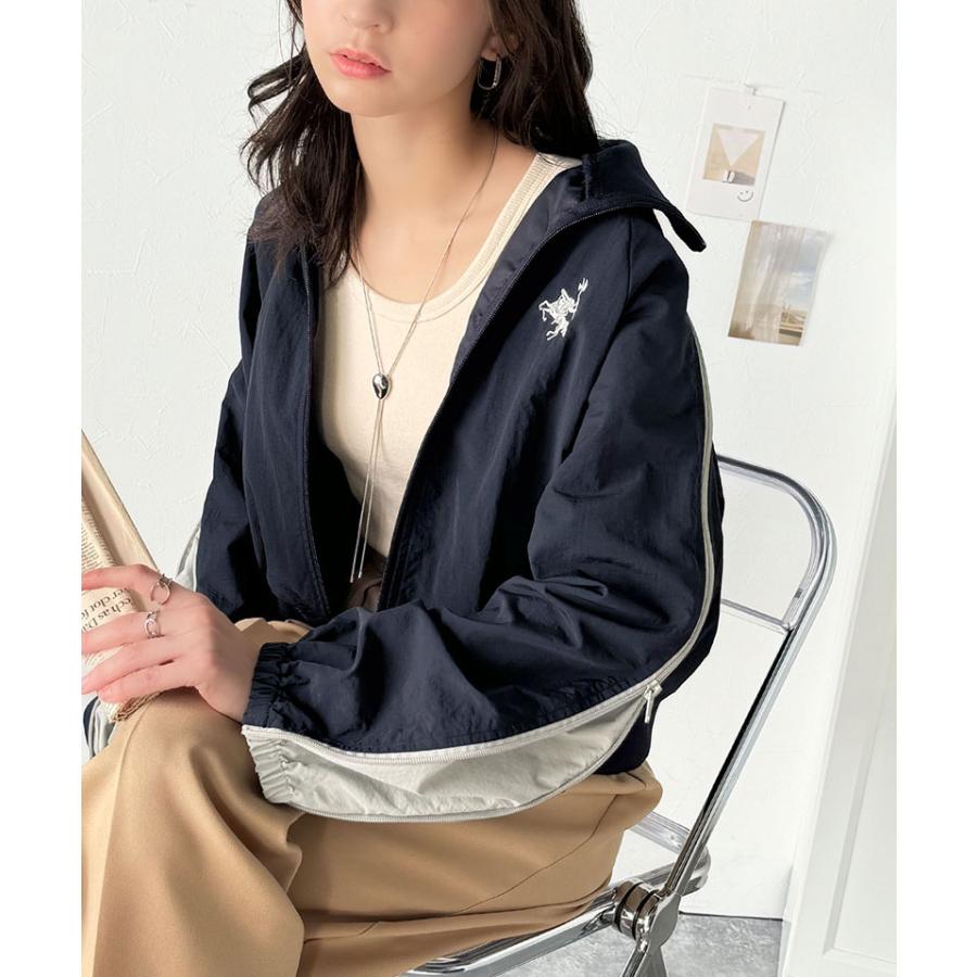 トップス ジャケット レディース アウター ナイロン素材 スポーティ メンズライク 袖配色 リブハイネック レイヤードスタイル 袖ファスナー | classicalelf | 07