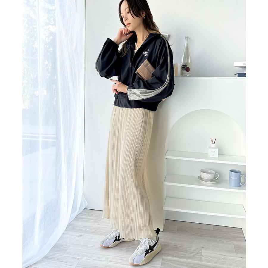 トップス ジャケット レディース アウター ナイロン素材 スポーティ メンズライク 袖配色 リブハイネック レイヤードスタイル 袖ファスナー | classicalelf | 08