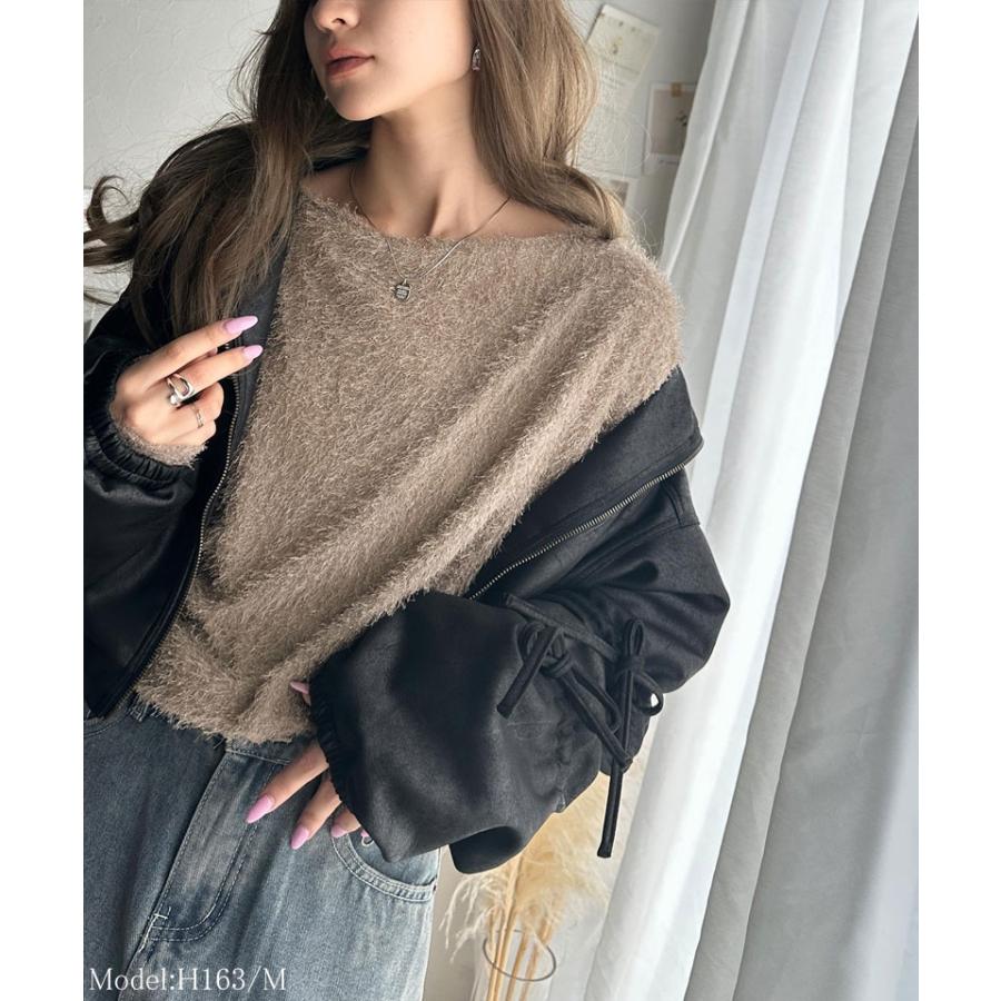 トップス ニット レディース ボートネック セーター ラメ ふわふわ シャギーニット ゆるっと オーバーサイズ レイヤードコーデ 体型カバー | classicalelf | 10