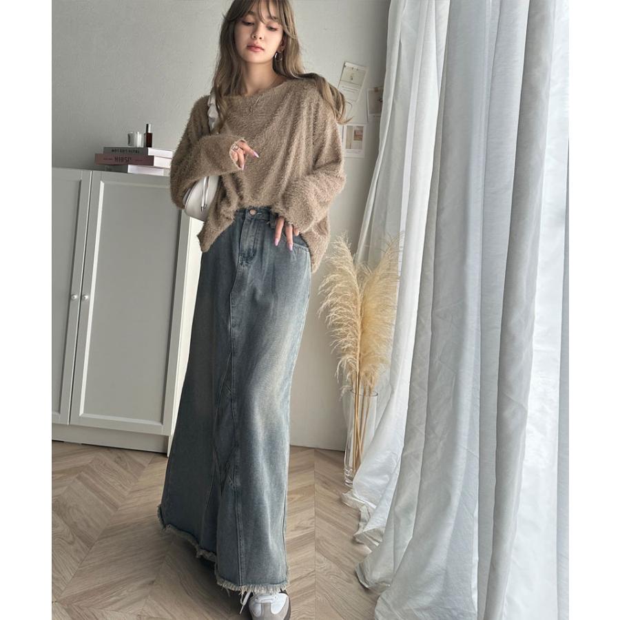 トップス ニット レディース ボートネック セーター ラメ ふわふわ シャギーニット ゆるっと オーバーサイズ レイヤードコーデ 体型カバー | classicalelf | 11