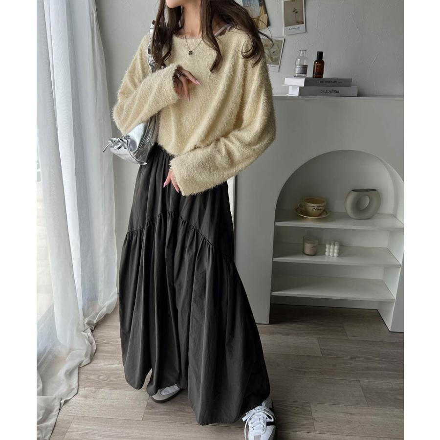 トップス ニット レディース ボートネック セーター ラメ ふわふわ シャギーニット ゆるっと オーバーサイズ レイヤードコーデ 体型カバー | classicalelf | 03