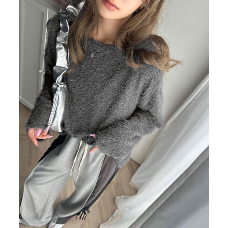 トップス ニット レディース ボートネック セーター ラメ ふわふわ シャギーニット ゆるっと オーバーサイズ レイヤードコーデ 体型カバー | classicalelf | 08