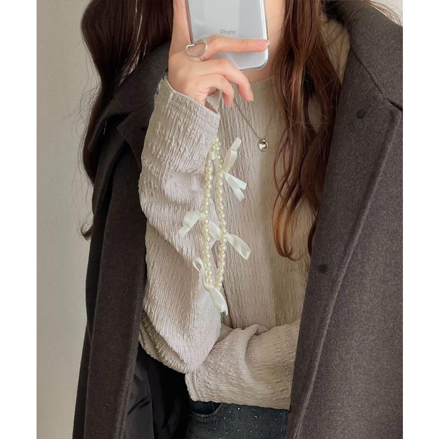 トップス Tシャツ カットソー レディース ラッフル ショルダー ジャガード フリル シャーリング プルオーバー オフィスカジュアル | classicalelf | 13