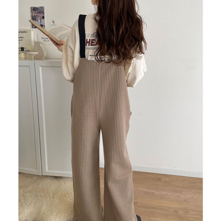 オールインワン サロペット レディース 膨れ ジャガード 素材 フロント ジップ サロペット パンツ オーバーサイズ ロングシーズン レイヤード | classicalelf | 10