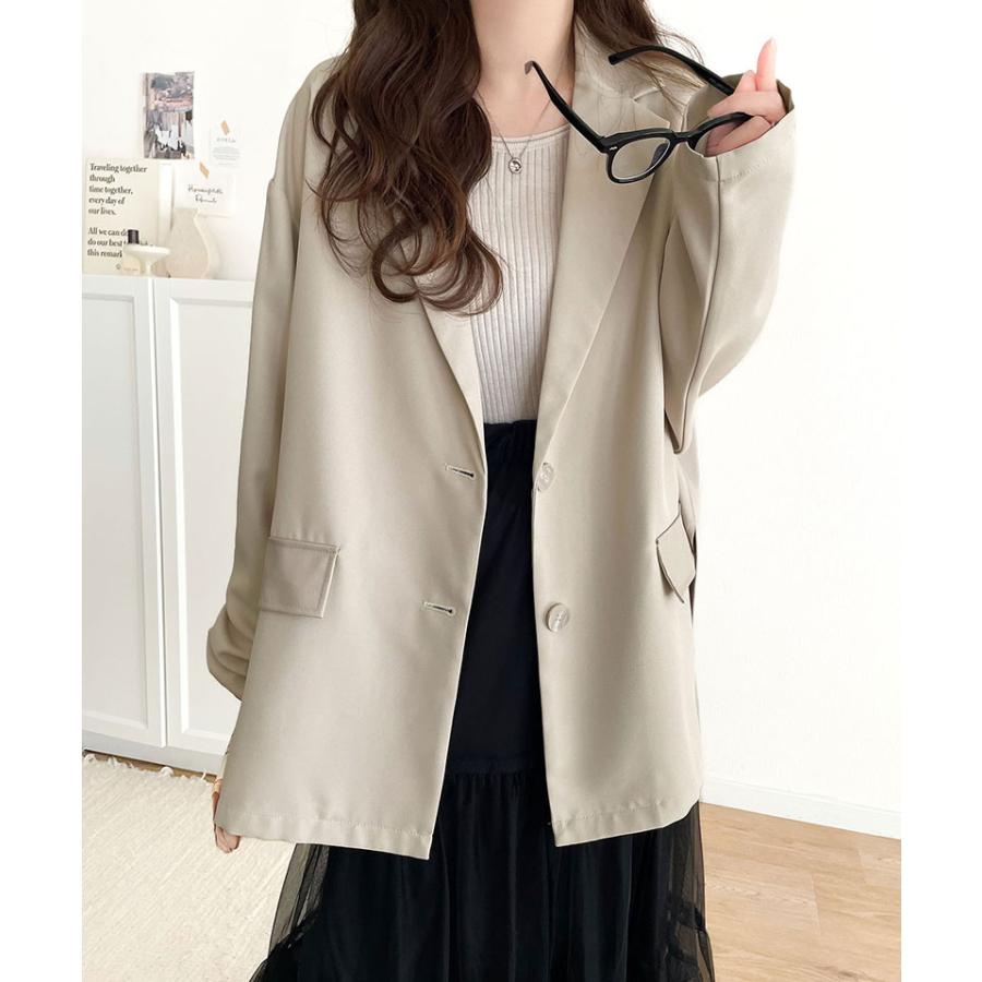 アウター ジャケット レディース レザー ライク 切替 ダブル テーラード JK 上品見え サイド | classicalelf | 04