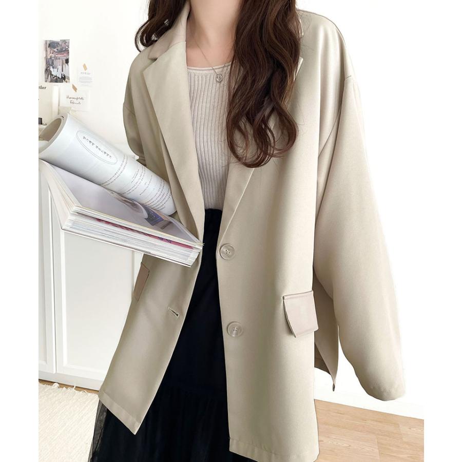 アウター ジャケット レディース レザー ライク 切替 ダブル テーラード JK 上品見え サイド | classicalelf | 06