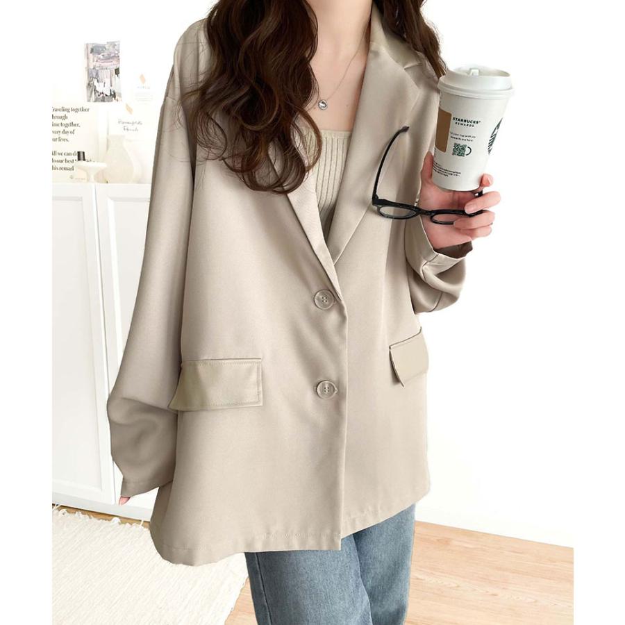 アウター ジャケット レディース レザー ライク 切替 ダブル テーラード JK 上品見え サイド | classicalelf | 08