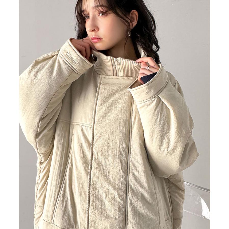 アウター ジャケット レディース 襟 リブ 裾 ドロスト 付き 中綿 モンスターアウター 男女兼用 ユニセックス メンズ ゆるっと オーバーサイズ | classicalelf | 10