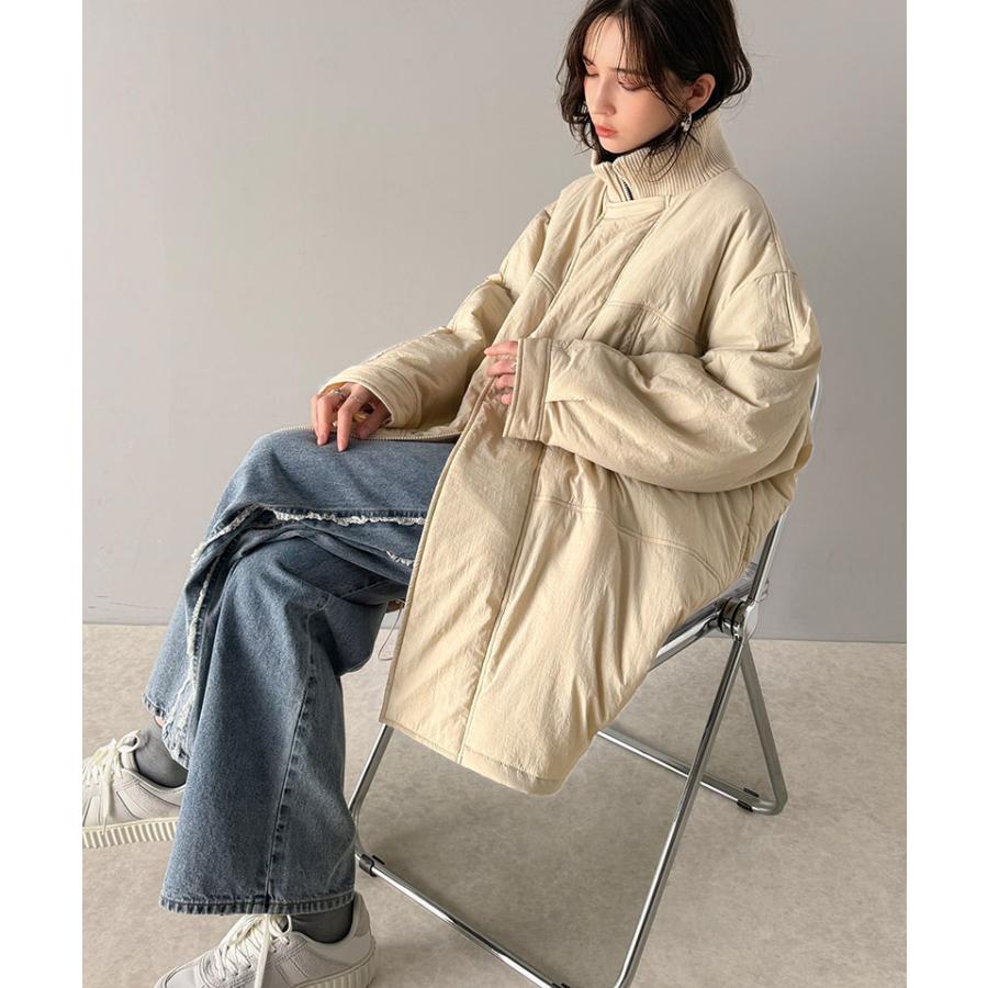 アウター ジャケット レディース 襟 リブ 裾 ドロスト 付き 中綿 モンスターアウター 男女兼用 ユニセックス メンズ ゆるっと オーバーサイズ | classicalelf | 12