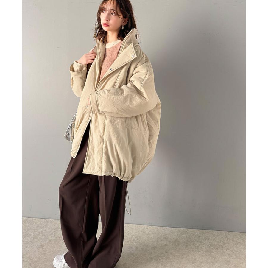 アウター ジャケット レディース 襟 リブ 裾 ドロスト 付き 中綿 モンスターアウター 男女兼用 ユニセックス メンズ ゆるっと オーバーサイズ | classicalelf | 13