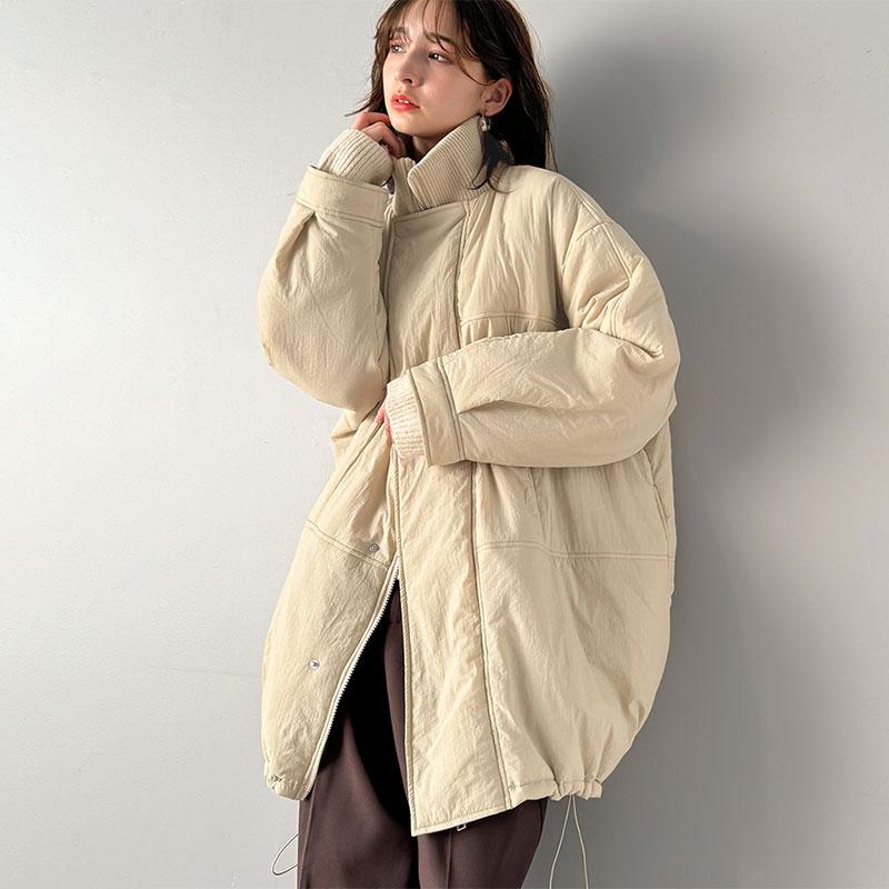 アウター ジャケット レディース 襟 リブ 裾 ドロスト 付き 中綿 モンスターアウター 男女兼用 ユニセックス メンズ ゆるっと オーバーサイズ | classicalelf | 18