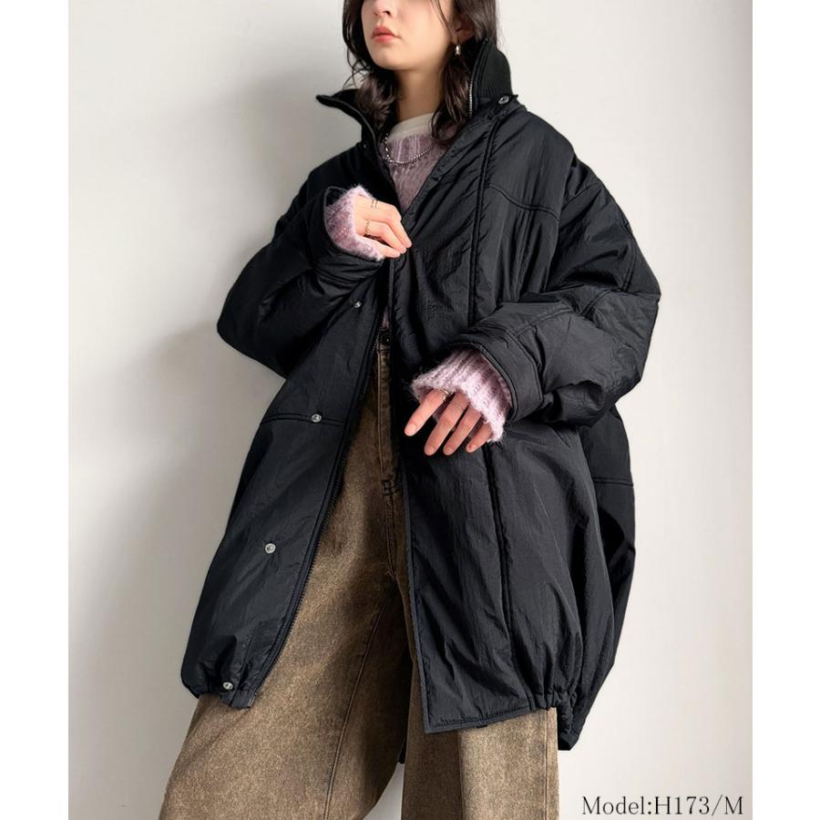 アウター ジャケット レディース 襟 リブ 裾 ドロスト 付き 中綿 モンスターアウター 男女兼用 ユニセックス メンズ ゆるっと オーバーサイズ | classicalelf | 02