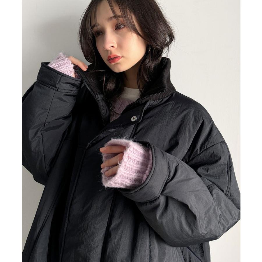 アウター ジャケット レディース 襟 リブ 裾 ドロスト 付き 中綿 モンスターアウター 男女兼用 ユニセックス メンズ ゆるっと オーバーサイズ | classicalelf | 03