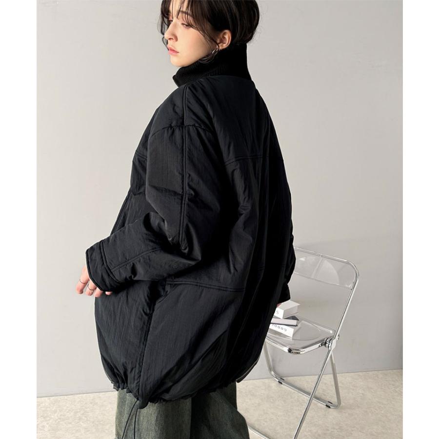 アウター ジャケット レディース 襟 リブ 裾 ドロスト 付き 中綿 モンスターアウター 男女兼用 ユニセックス メンズ ゆるっと オーバーサイズ | classicalelf | 05