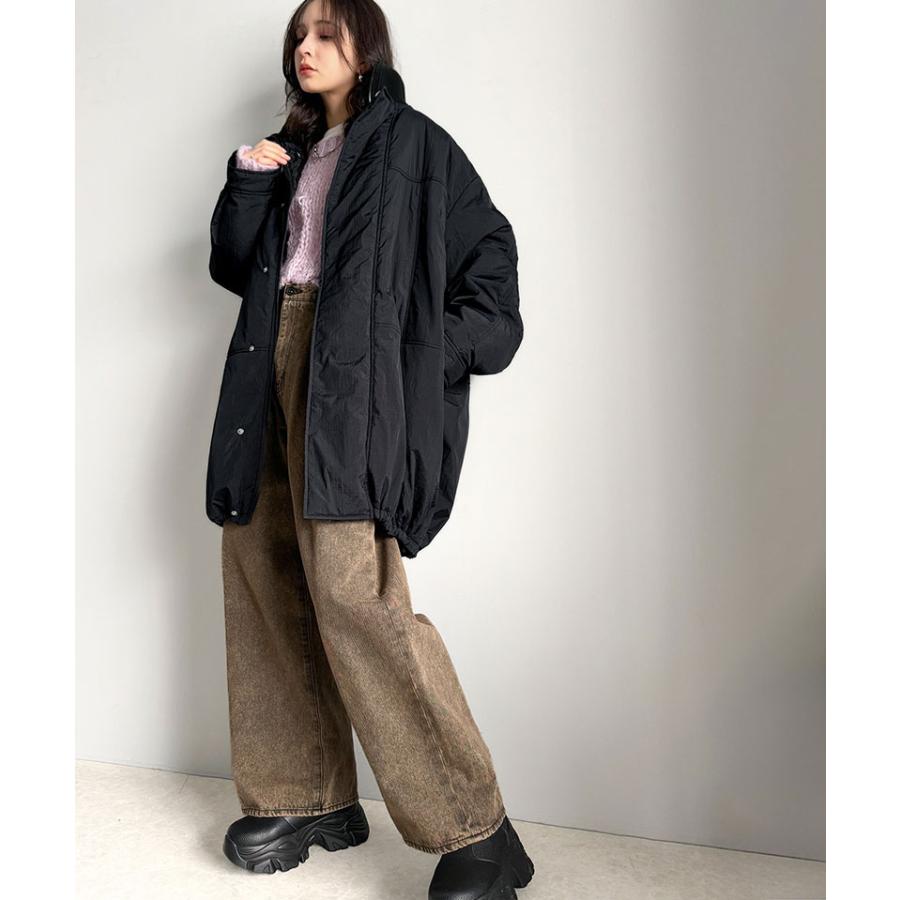 アウター ジャケット レディース 襟 リブ 裾 ドロスト 付き 中綿 モンスターアウター 男女兼用 ユニセックス メンズ ゆるっと オーバーサイズ | classicalelf | 06