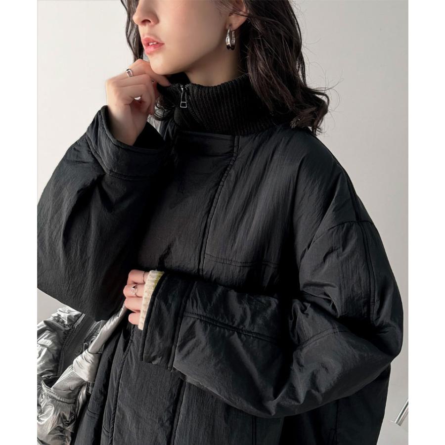 アウター ジャケット レディース 襟 リブ 裾 ドロスト 付き 中綿 モンスターアウター 男女兼用 ユニセックス メンズ ゆるっと オーバーサイズ | classicalelf | 07