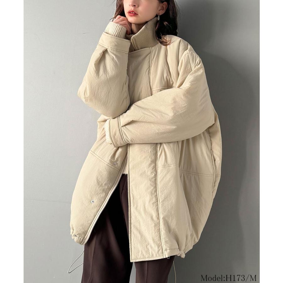 アウター ジャケット レディース 襟 リブ 裾 ドロスト 付き 中綿 モンスターアウター 男女兼用 ユニセックス メンズ ゆるっと オーバーサイズ | classicalelf | 08