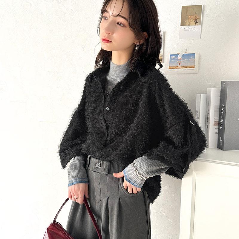 トップス カーディガン レディース ふわっと 軽やか シアー フェザー 素材 ロール アップス リーブ シャツ カーデ ゆるっと オーバーサイズ | classicalelf | 18