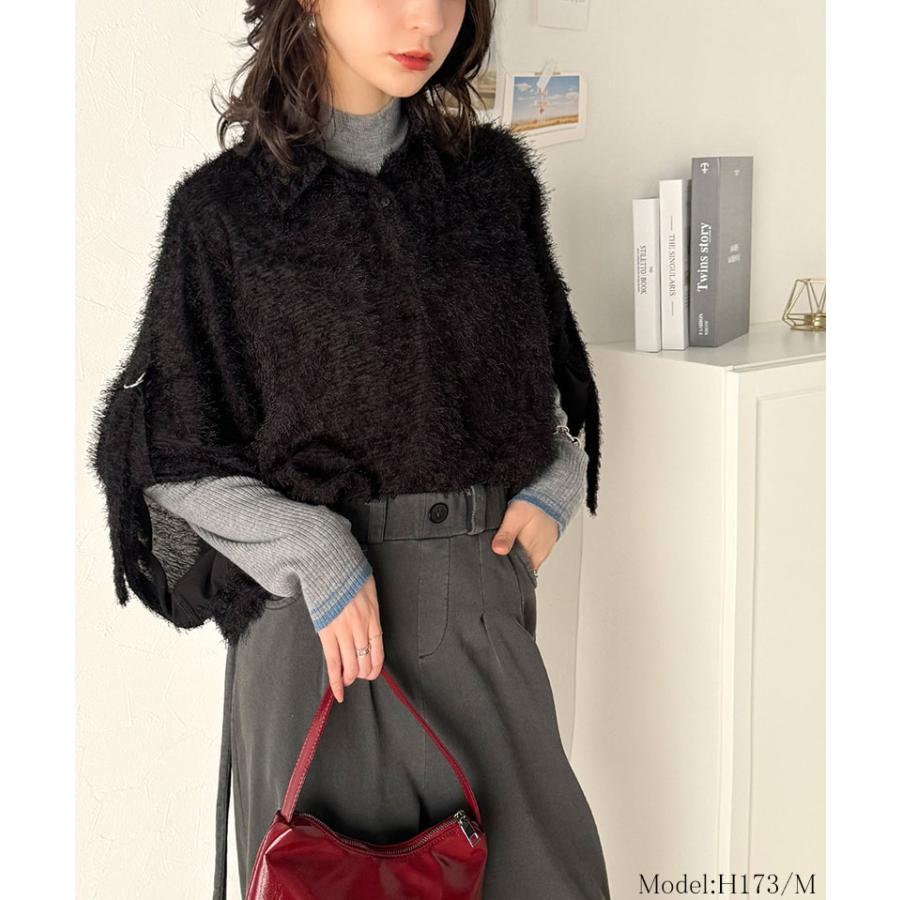 トップス カーディガン レディース ふわっと 軽やか シアー フェザー 素材 ロール アップス リーブ シャツ カーデ ゆるっと オーバーサイズ | classicalelf | 07