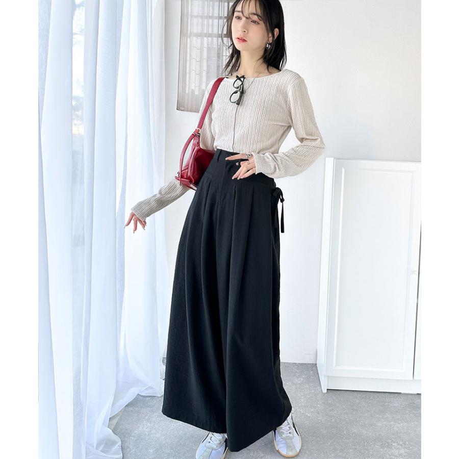 トップス Tシャツ レディース 前後 2way バック オープン 煌めき ストライプ ジャガード 素材 プルオーバー 長袖 ゆるっと オーバーサイズ | classicalelf | 12