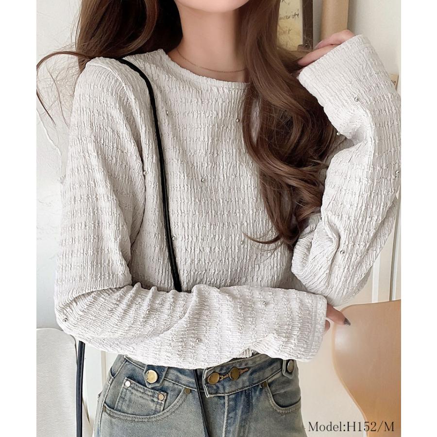 トップス ニット レディース 煌めく ビジュー ドット シャーリング 風 ジャガード 素材 プルオーバー 長袖 インナー レイヤードコーデ ゆるっと | classicalelf | 11