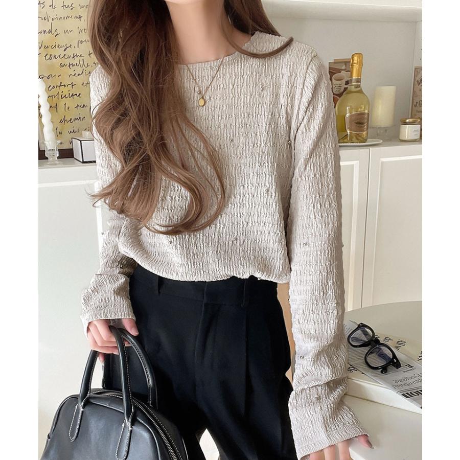 トップス ニット レディース 煌めく ビジュー ドット シャーリング 風 ジャガード 素材 プルオーバー 長袖 インナー レイヤードコーデ ゆるっと | classicalelf | 12