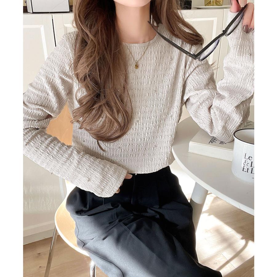 トップス ニット レディース 煌めく ビジュー ドット シャーリング 風 ジャガード 素材 プルオーバー 長袖 インナー レイヤードコーデ ゆるっと | classicalelf | 13