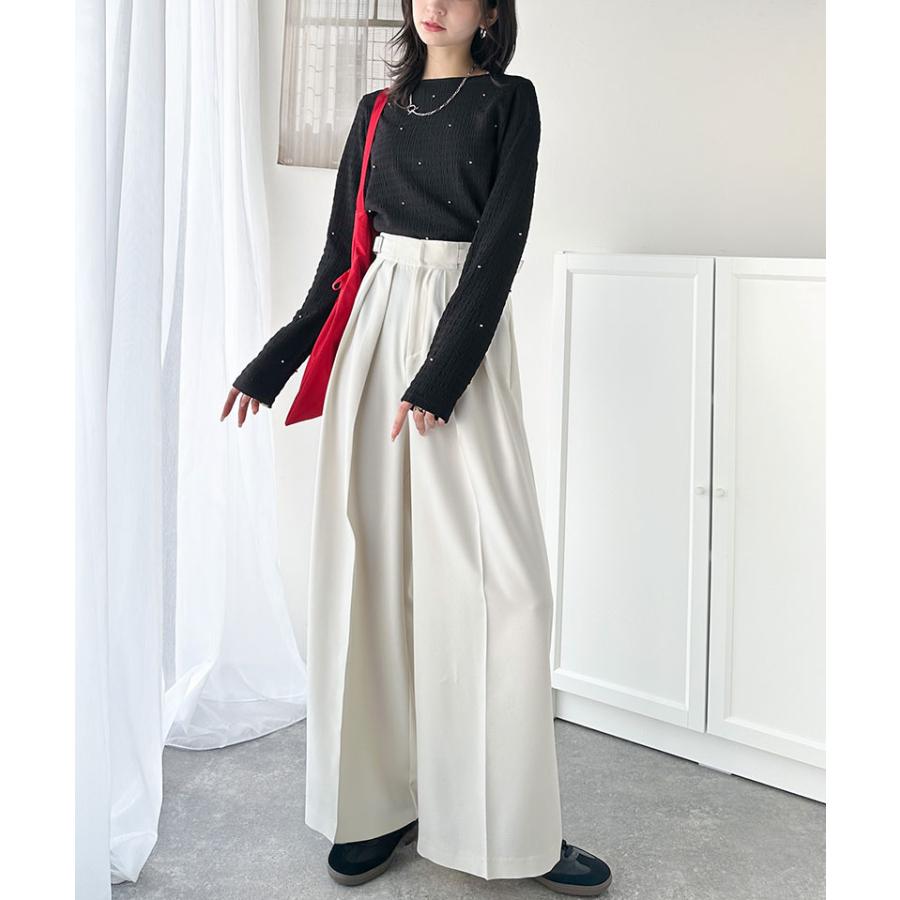 トップス ニット レディース 煌めく ビジュー ドット シャーリング 風 ジャガード 素材 プルオーバー 長袖 インナー レイヤードコーデ ゆるっと | classicalelf | 07