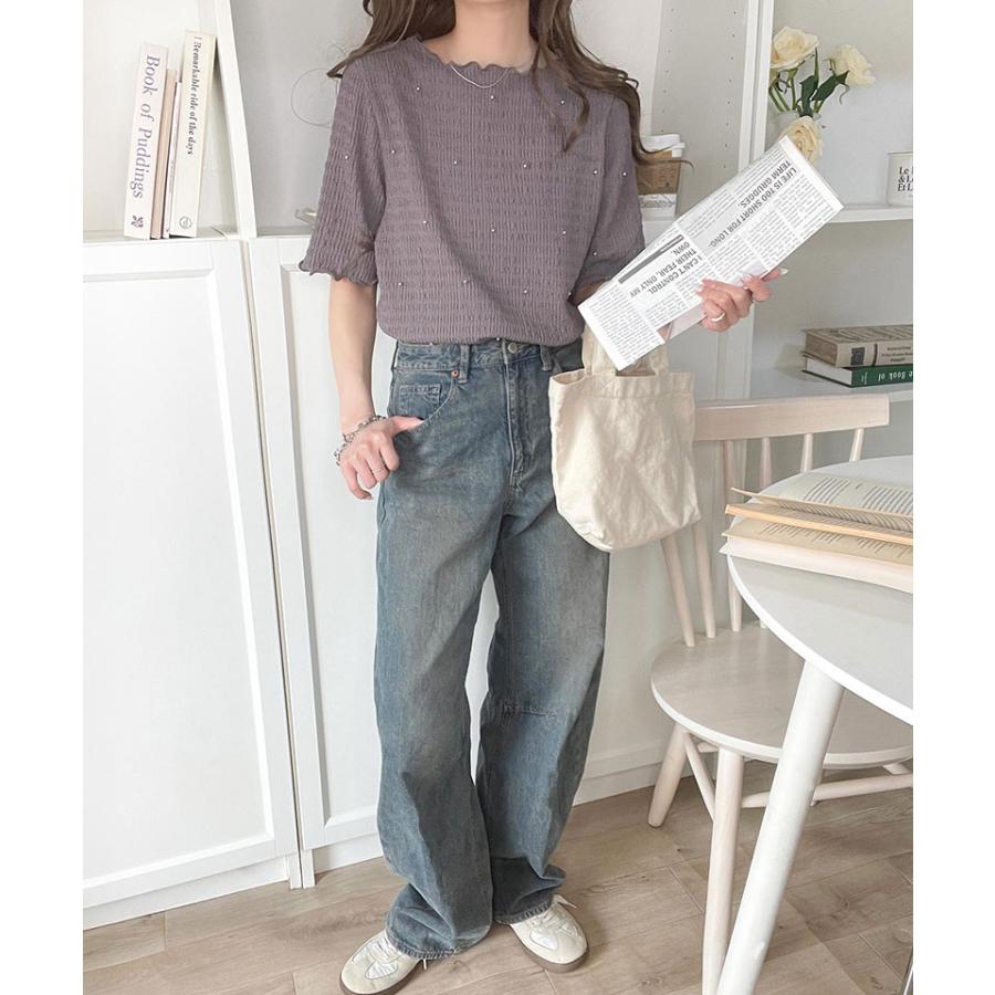 【 クラシカルエルフ classical elf 】 tシャツ レディース 半袖 トップス カットソー 夏スタイル ビジュー ジャガード 半袖 洗練 大人可愛い | classicalelf | 10