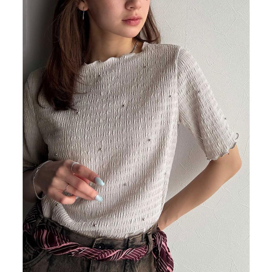 【 クラシカルエルフ classical elf 】 tシャツ レディース 半袖 トップス カットソー 夏スタイル ビジュー ジャガード 半袖 洗練 大人可愛い | classicalelf | 11