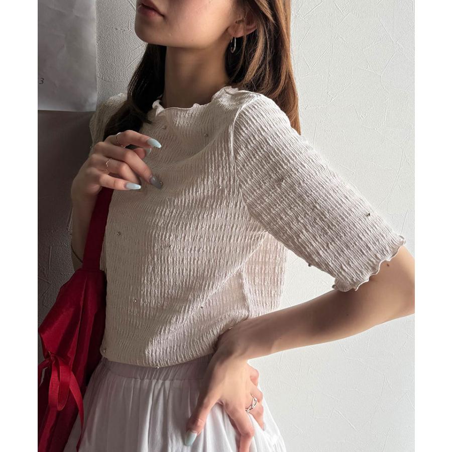 【 クラシカルエルフ classical elf 】 tシャツ レディース 半袖 トップス カットソー 夏スタイル ビジュー ジャガード 半袖 洗練 大人可愛い | classicalelf | 13