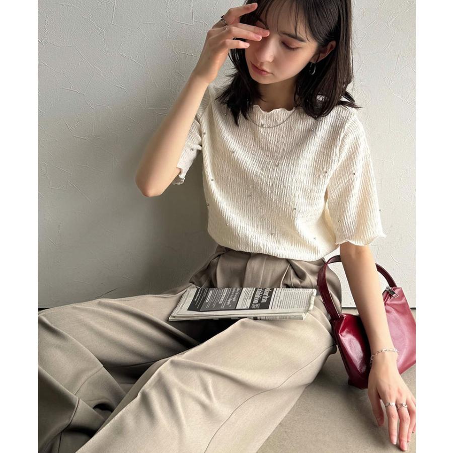 【 クラシカルエルフ classical elf 】 tシャツ レディース 半袖 トップス カットソー 夏スタイル ビジュー ジャガード 半袖 洗練 大人可愛い | classicalelf | 03