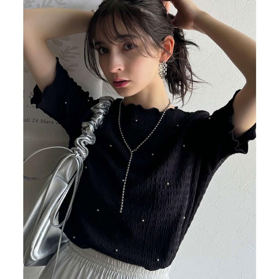 【 クラシカルエルフ classical elf 】 tシャツ レディース 半袖 トップス カットソー 夏スタイル ビジュー ジャガード 半袖 洗練 大人可愛い | classicalelf | 07