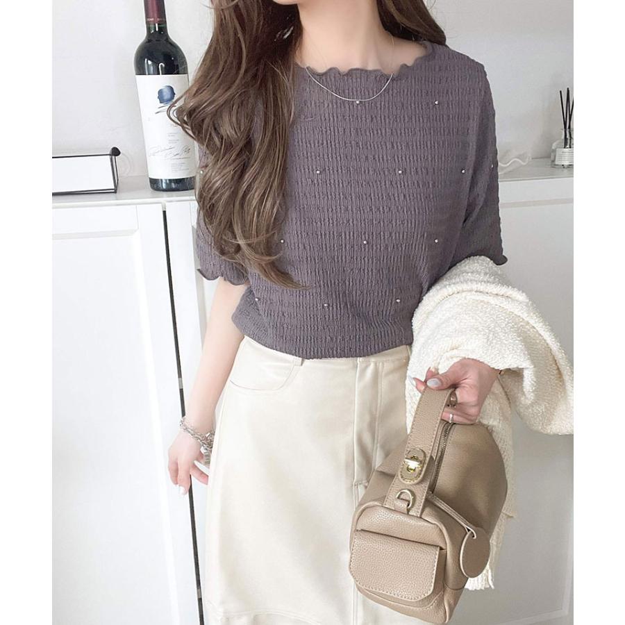 【 クラシカルエルフ classical elf 】 tシャツ レディース 半袖 トップス カットソー 夏スタイル ビジュー ジャガード 半袖 洗練 大人可愛い | classicalelf | 08