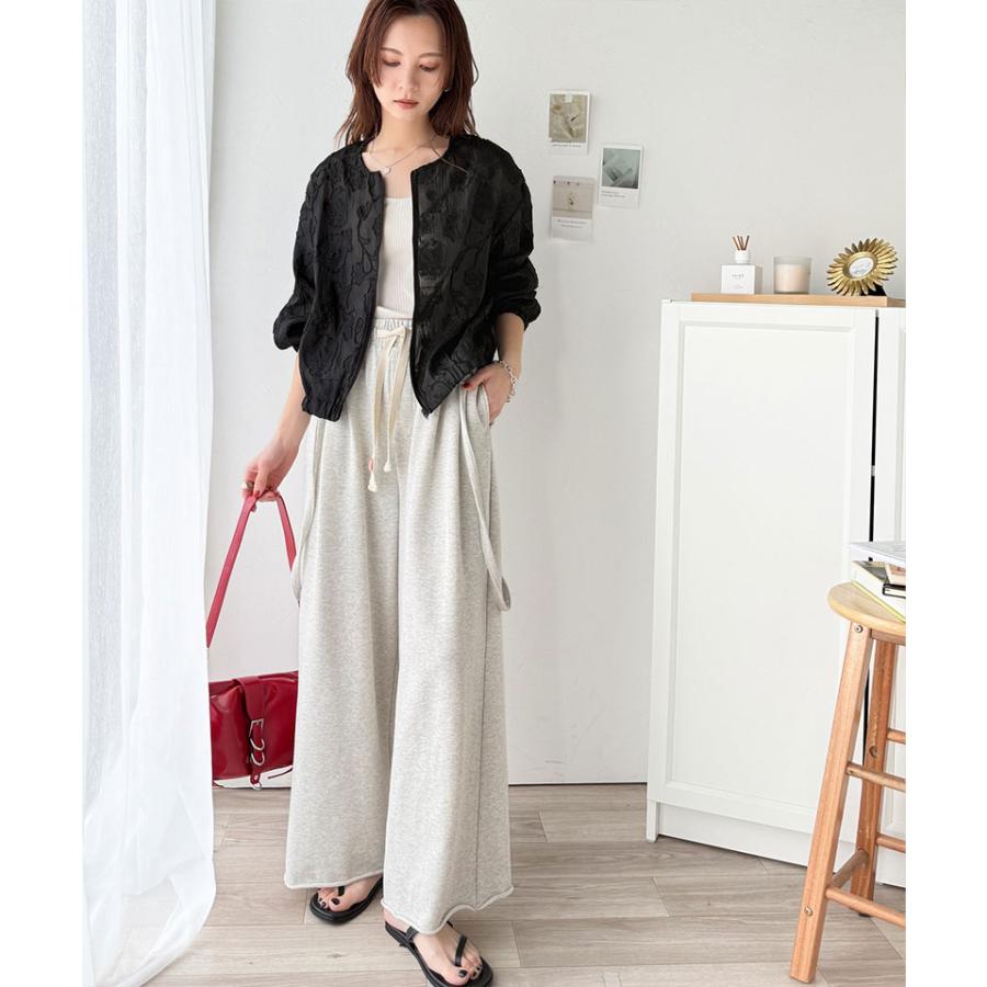 アウター ジャケット レディース シアー 素材 花柄 オーガンジー ノーカラー ブルゾン ショート丈 ボリュームスリーブ ジップアップ 長袖 大きいサイズ | classicalelf | 11